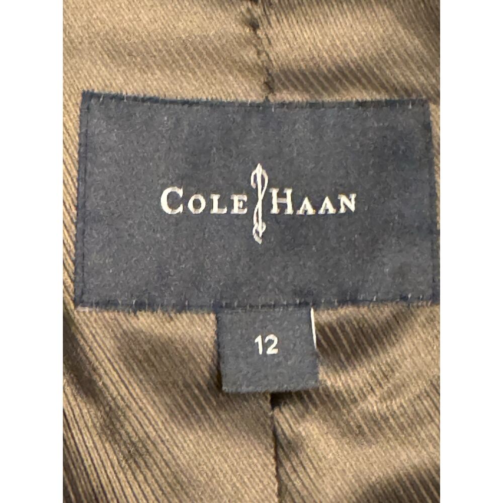 Size 12 Cole Haan Lambskin Leather Jacket Fitted Brown Zipper - Picture 2 of 10
